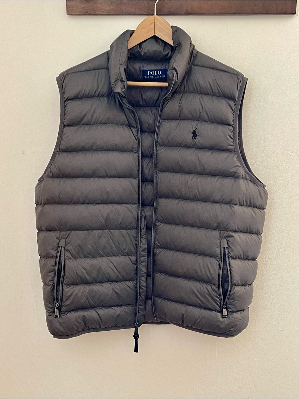 Polo Ralph Lauren 90% Down Puffer Vest Gray XL Full Zip Packable